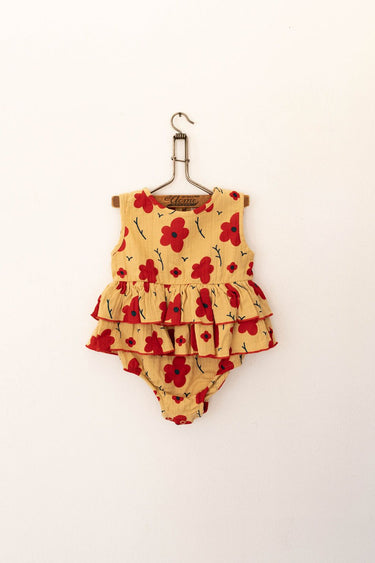 Fin & Vince Ruffle Onesie, Magnolia